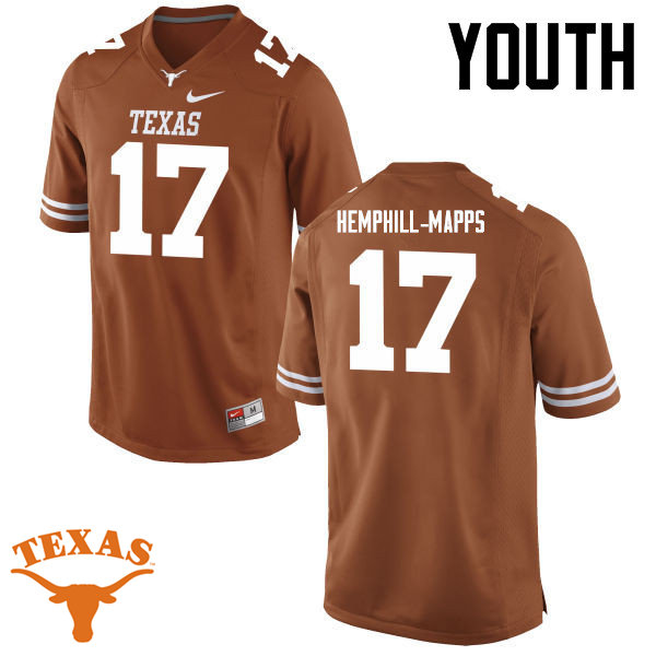 Youth #17 Reggie Hemphill-Mapps Texas Longhorns College Football Jerseys-Tex Orange